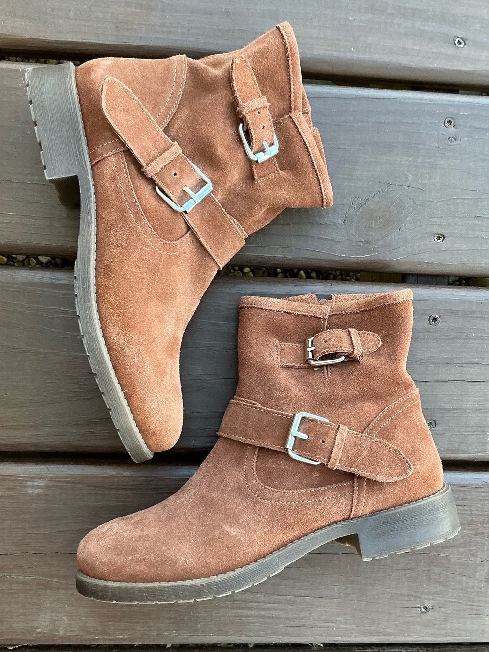 Genuine Suede Buckle Ankle Booties  - stylish and comfy 🤎🤎